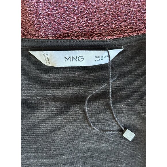 MNG Mango Pink Metallic Wrap Dress Women's Long Sleeve Mini Dress Size M NWOT - Picture 8 of 9